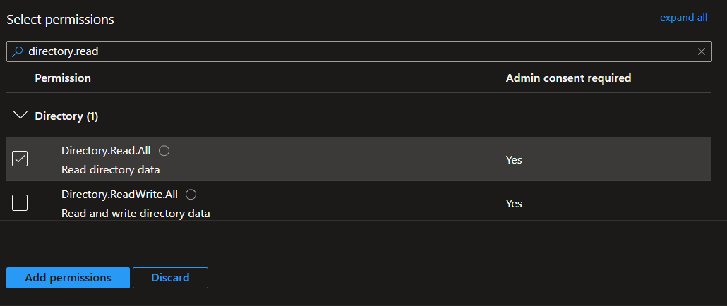 Add Microsoft Graph permissions